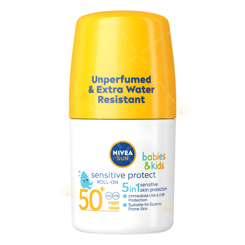 NIVEA 妮維雅 兒童 敏感呵護 防曬 滾珠 乳液 SPF50+ 50ml (6個月以上BB適用) 平行進口  